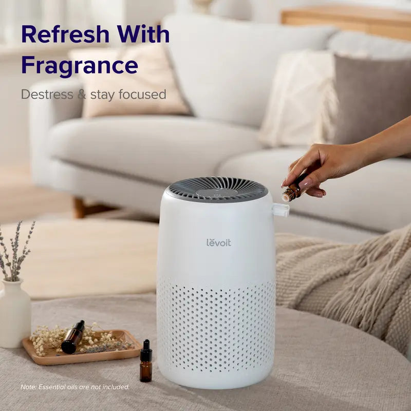 LEVOIT Air Purifiers for Bedroom Home, 3-In-1 Filter Cleaner with Fragrance Sponge for Sleep, Smoke, Allergies, Pet Dander, Odor, Dust, Office, Desktop, Portable, HEPA at Speed Ⅰ, Core Mini-P, White