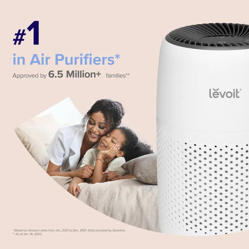 LEVOIT Air Purifiers for Bedroom Home, 3-In-1 Filter Cleaner with Fragrance Sponge for Sleep, Smoke, Allergies, Pet Dander, Odor, Dust, Office, Desktop, Portable, HEPA at Speed Ⅰ, Core Mini-P, White